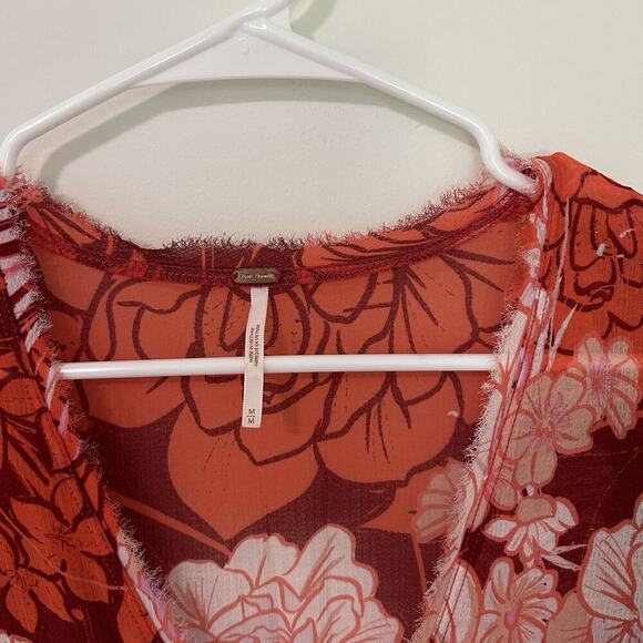 Free People Moroccan Roll Maxi Dress M Orange Red Flowers Boho No Slip Flaw - Picture 6 of 10